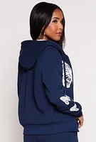 Womens Butterfly Graphic Sherpa Lined Zip Front Hoodie, Blue, Size L