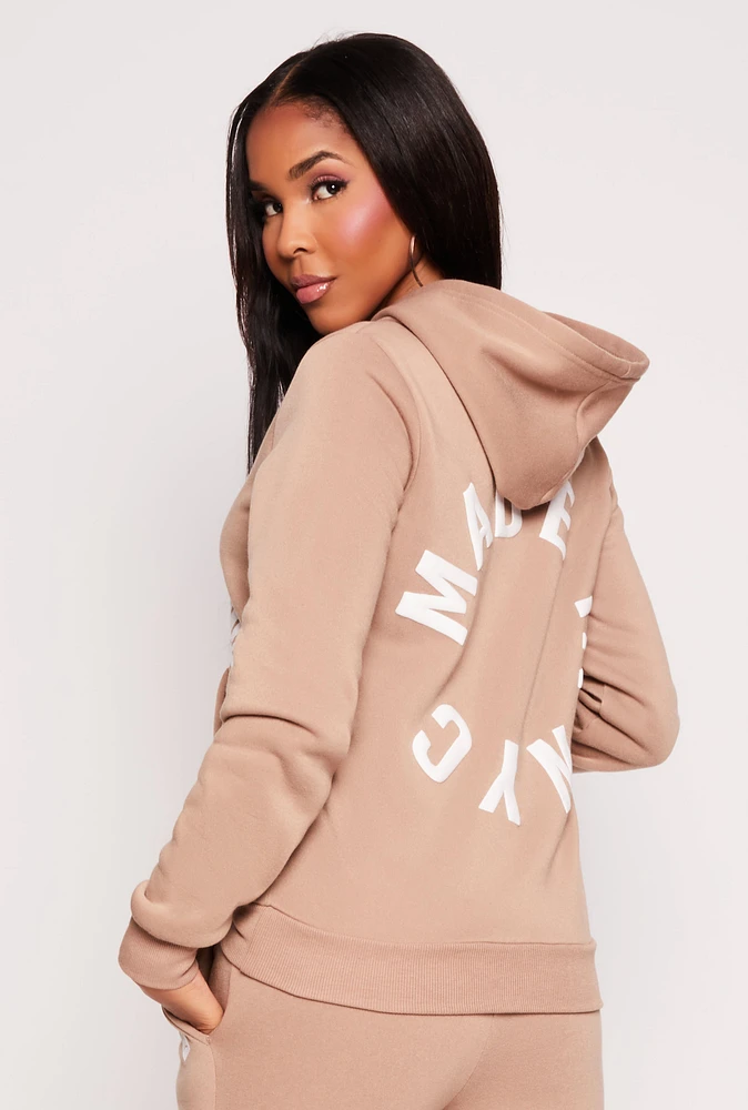 Womens Made NYC Graphic Back Hooded Sweatshirt,