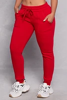 Womens Fleece Pocket Joggers, Red, Size M