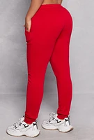 Womens Fleece Pocket Joggers, Red, Size M