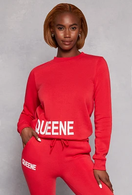 Womens Queene Puff Print Fleece Lined Sweatshirt, Red, Size L