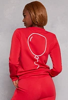 Womens Queene Puff Print Fleece Lined Sweatshirt, Red, Size L