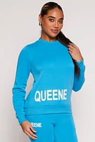 Womens Queene Puff Print Fleece Lined Sweatshirt, S