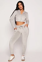 Womens Velour Drawstring Joggers, Grey, Size M