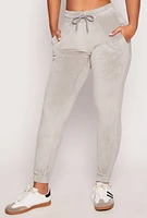 Womens Velour Drawstring Joggers, Grey, Size M
