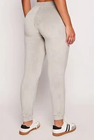 Womens Velour Drawstring Joggers, Grey, Size M