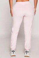 Womens Velour Drawstring Joggers, Pink, Size L
