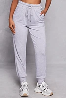 Womens French Terry Varsity Stripe Drawstring Joggers, Grey, Size L