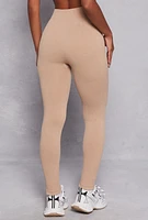 Womens Seamless Rhinestone High Waisted Leggings, Khaki, Size S-M