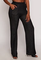 Womens Fleece High Waist Pants, Black, Size S