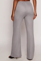 Womens Fleece High Waist Pants, Grey, Size M