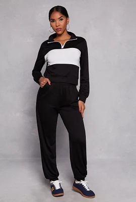 Womens French Terry Pull On Joggers, Black, Size L
