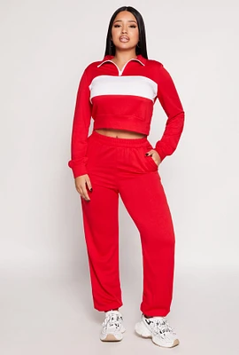 Womens French Terry Pull On Joggers, Red,