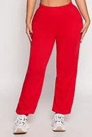 Womens French Terry Pull On Joggers, Red,