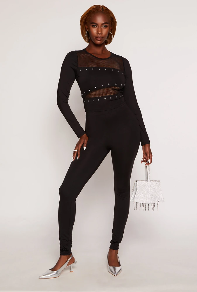 Womens High Waisted Leggings, Black, Size M