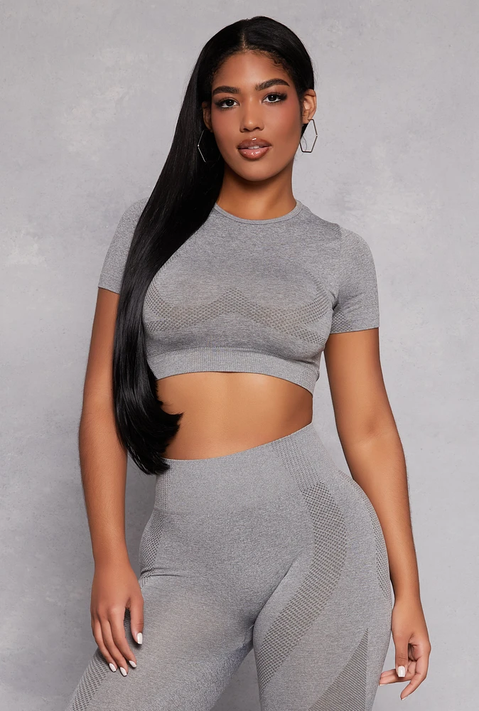 Womens Seamless Active Crop Top, Grey, Size S-M