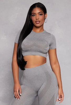 Womens Seamless Active Crop Top, Grey, Size S-M