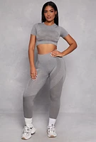 Womens Seamless Active Crop Top, Grey, Size S-M