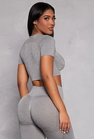 Womens Seamless Active Crop Top, Grey, Size S-M