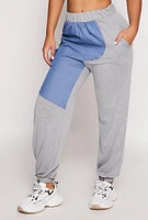 Womens Chambray Color Block Pull On Sweatpants,