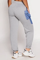 Womens Chambray Color Block Pull On Sweatpants,