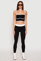 Womens Seamless Contrast Trim Cropped Cami, Black, Size M-L