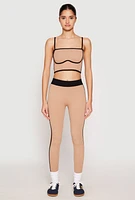 Womens Seamless Contrast Trim Cropped Cami, Beige, Size S-M