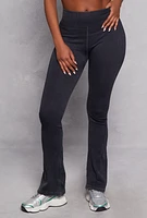 Womens Ribbed Knit Pull On Pants, Black,
