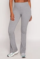 Womens Ribbed Knit Pull On Pants, Grey, Size M