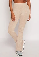 Womens Ribbed Knit Pull On Pants, Khaki, Size L