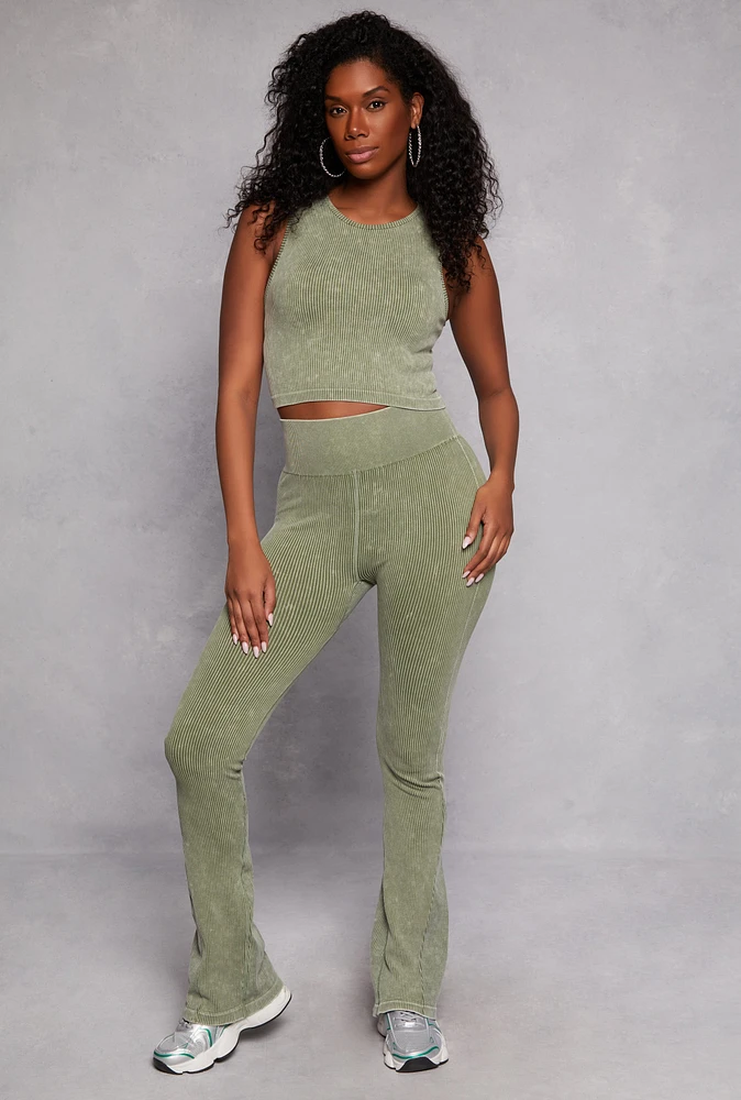 Womens Ribbed Knit Pull On Pants,