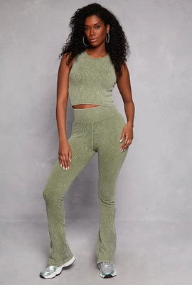 Womens Ribbed Knit Pull On Pants,