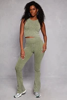 Womens Ribbed Knit Pull On Pants,