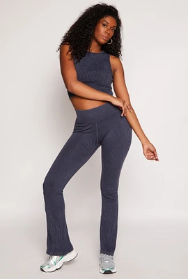 Womens Ribbed Knit Pull On Pants, M