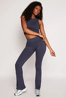 Womens Ribbed Knit Pull On Pants, M