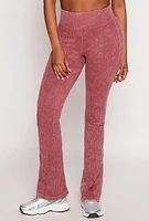 Womens Ribbed Knit Pull On Pants, Burgundy, Size M