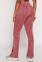 Womens Ribbed Knit Pull On Pants, Burgundy, Size M