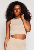 Womens Seamless Ribbed Knit Cropped Tank Top,