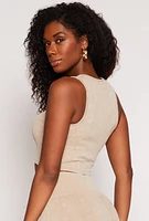 Womens Seamless Ribbed Knit Cropped Tank Top,