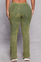 Womens Acid Wash Pintuck Flare Pants,