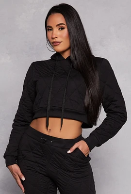 Womens Quilted Cropped Hoodie,