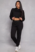 Womens Quilted Cropped Hoodie, L