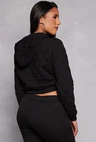 Womens Quilted Cropped Hoodie,