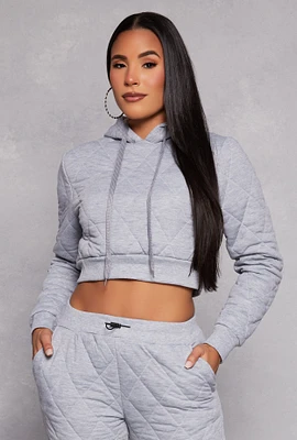 Womens Quilted Cropped Hoodie,