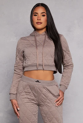 Womens Quilted Cropped Hoodie,