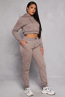 Womens Quilted Toggle Drawstring Joggers, Brown, Size M