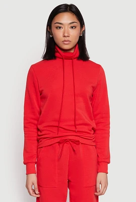 Womens Funnel Neck Sweatshirt, Red,