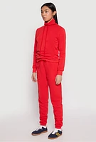 Womens Funnel Neck Sweatshirt, Red,