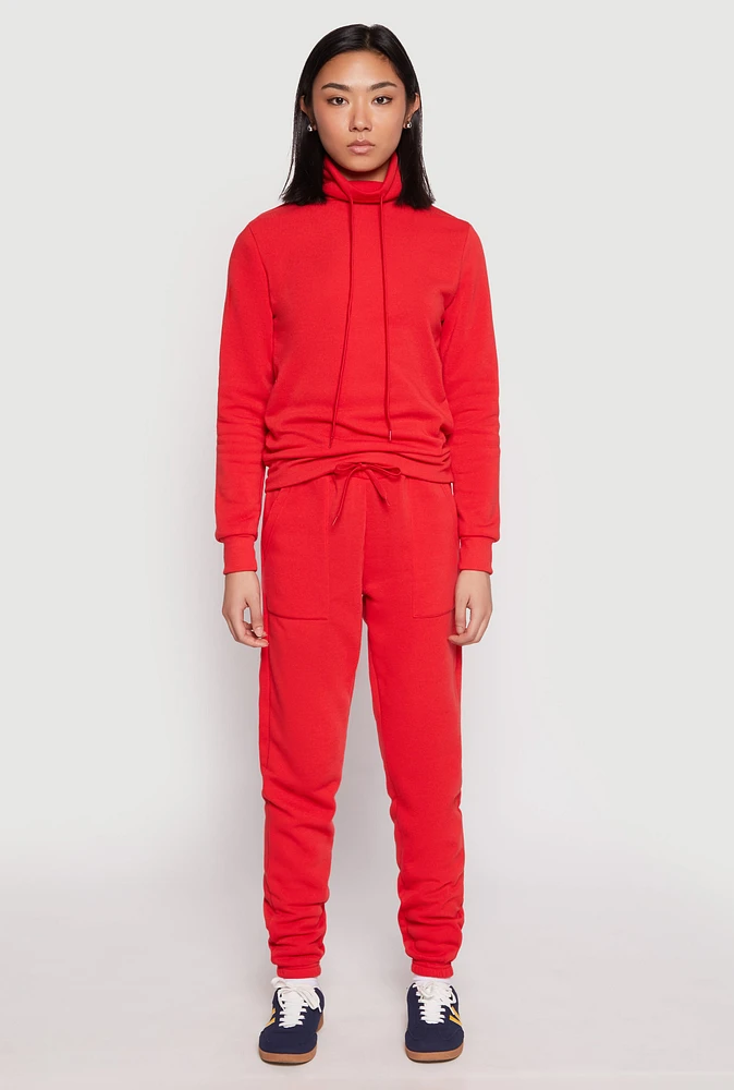 Womens Pocket Drawstring Sweatpants, Red, Size M