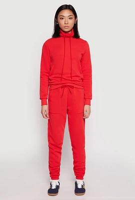 Womens Pocket Drawstring Sweatpants, Red, Size M